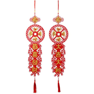 2 Stuks Traditionele Couplets Chinees Nieuwjaar Lente Festival Hangend Hanger Huisdecoratie red