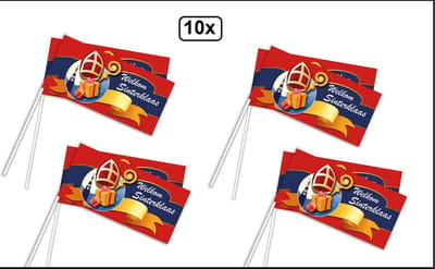 10x Zwaai vlaggetje Sinterklaas - Sint en piet festival thema feest party spanje zwaai vlag