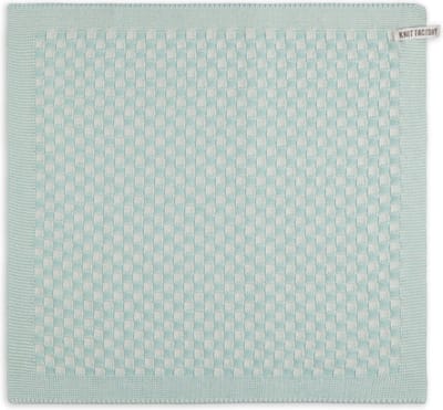 Knit Factory Gebreide Keukendoek - Keukenhanddoek Cubes - Geblokt motief - Handdoek - Vaatdoek - Keuken doek - Ecru/Mint - Lichtgroen - Traditionele look - 50x50 cm