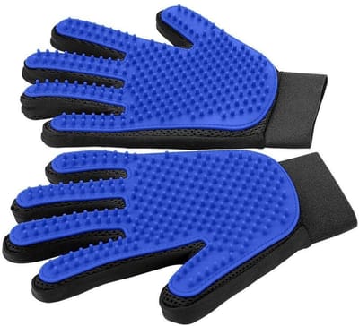 EXCITAT Handschoenen voor het verzorgen van huisdieren - 1 paar - Kattenborstel - Zachte ontharing - Hoogwaardige handschoenen geschikt voor het verwijderen van haar - Geschikt voor lang- en kortharige honden, katten en paarden - Blauw