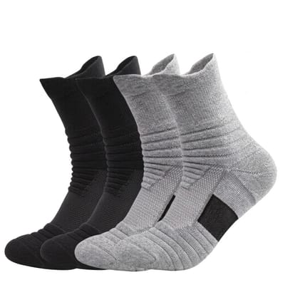 Zwarte en grijze outdoorsokken heren dames sport sokken set van 4 paar ademende hoge wandelsokken maat 39 42 voor hiking trekking en outdoor activiteiten