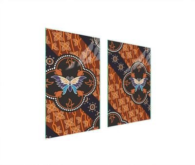TMK ArtDeko Serie - Glazen Beschermplaat - 65x52 cm - Motyl - Kleurrijk Design - Veelkleurig