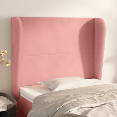 vidaXL - Hoofdbord - met - randen - 83x23x118/128 - cm - fluweel - roze