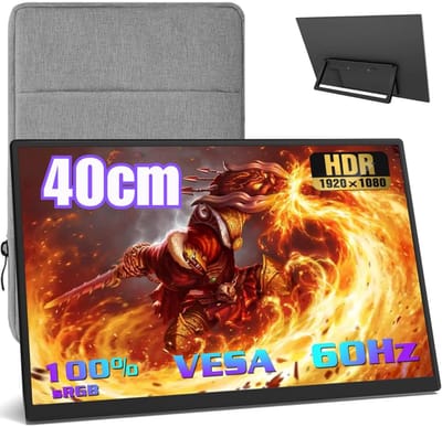 KAD® Portable Monitor - Draagbare Monitor voor Laptop - Ultra-Slank Tweede Scherm - Zwart - 36cm x 21cm x 1cm