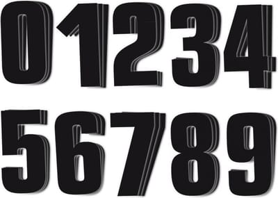 30 sticker racenummer zelfklevend van 0 tot 9 zwart 16x7.5cm voor motorcross