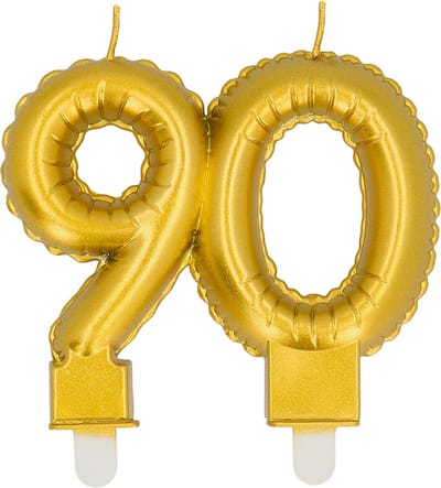 Boland - Kaarsje '90' goud 90 Goud - Black & Gold - Black & Gold - Verjaardag - Jubileum