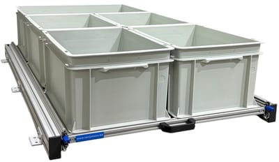 aluminium schuifframe voor camper 120x60 cm - 130 kg belastbaar - met 5 open normbakken