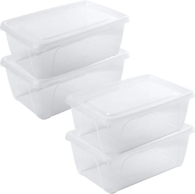 4x Voorraad/vershoudbakjes hoog/diep 0,5 en 1 liter transparant plastic/kunststof - 15 x 10 x 6 cm - 18 x 12 x 7 cm - Vienna - Vershouddoos bakje - Mealprep - Maaltijden bewaren