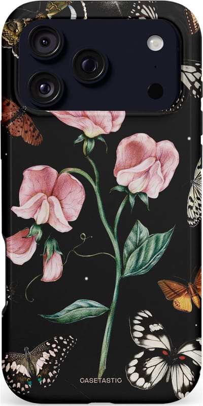 Casetastic hoesje geschikt voor Apple iPhone 17 Pro Max - MagSafe - Dubbellaagse bescherming - Vleugels en bloemen - Fashion Case - Grijs Lichtroze Groen