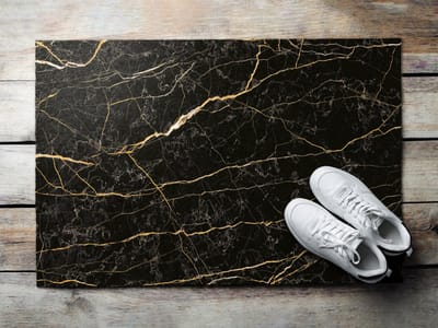 Coloray Deurmat voor binnen - Zwart Antislip Onderkant Deurmat - Zwart Marmer Entree Mat - Deurmat Aan Huis - Grote Deurmat - 60x40 cm