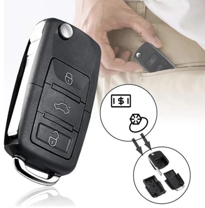 Opbergruimte in een Look Like Volkswagen Autosleutel - Geheime Kluis - Voor Pillen, Micro USB Kaarten, Kleine Sieraden - Beveiliging Tegen Diefstal - Opberg Doosje - Verborgen Geheim Compartiment Stash Box Discrete Decoy