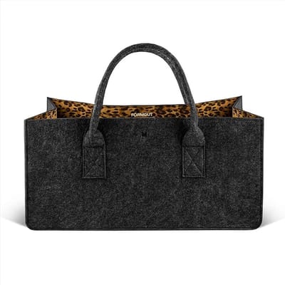 Vilten tas shopper, vilten tas brandhout, brandhouttas, boodschappentas, brandhoutmand Vilt in premium kwaliteit