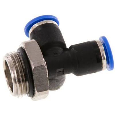 6mm x G3/8'' rechte hoek T-stuk Messing/PA 66 Insteekfitting Buitendraad Draaibaar NBR [2 Stuks]