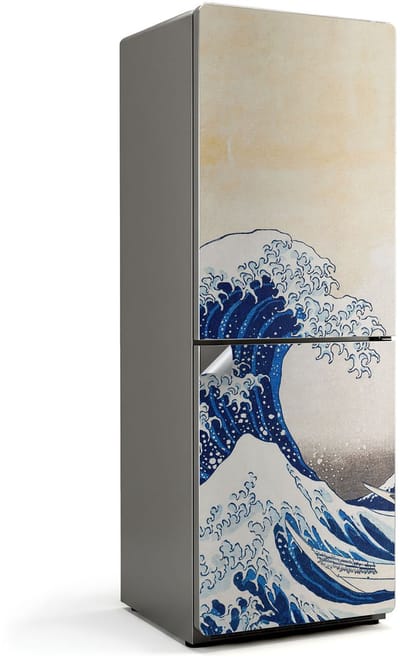 Wallfluent Koelkaststickers - De Grote Golf bij Kanagawa Koelkast Folie - 70 cm x 190 cm - Blauw Koelkaststickers - Grote Koelkast Sticker - Koelkast Decoratie - Decoratieve Koelkaststicker - Koelkast Opknappen Sticker