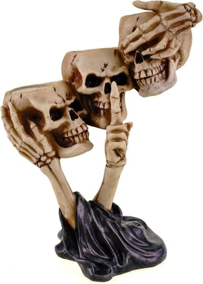 Kremers Schatzkiste 3-armige doodshoofd theelichthouder 20 cm Gothic kaarsenhouder decoratie theelicht Halloween decoratie kandelaar