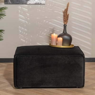 Bronx71® Hocker Memphis velvet zwart