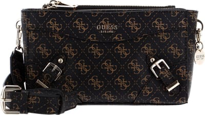 GUESS Schoudertas Didi Mini Double Compartment Top Zip Brown Logo Donkerbruin