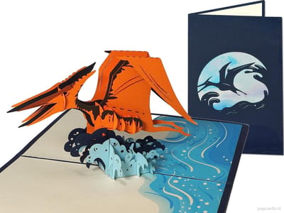 Popcards popupkaarten –Pterodactylus vliegende dinosaurus pterosauriër pop-up kaart 3D wenskaart