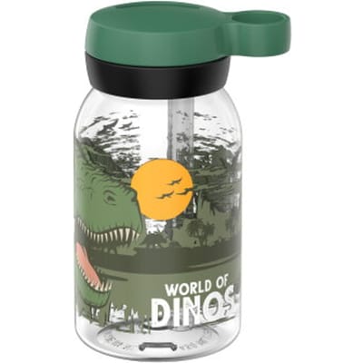 Mepal Drinkfles met rietje Campus - 450 ml - Waterfles kinderen - Lekdicht - Hygiënische draaideksel - Dino
