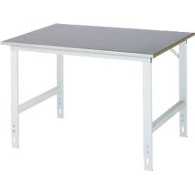 Rau werktafel Tom, handmatig in hoogte verstelbaar, 25 mm MDF-plaat met plaatstalen bekleding, tot 500 kg, B 1250 x D 1000 x H 760-1080 mm, zilver/lichtgrijs