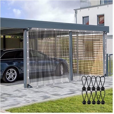 Outdoor Gordijnen for Patio Waterdicht, 0.12mm Dikte Auto Tent Garage Dikker PE Dekzeil Zijpanelen, 60 Maten (Color : Clear, Size : 3.28x6.56'/1x2m)