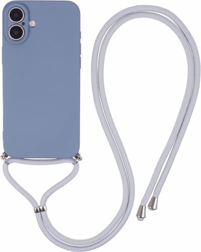 Coverup Hoesje - Geschikt voor iPhone 16 Plus Hoesje - Coverup Colour TPU Back Cover met Koord - Slate Grey