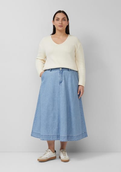 s.Oliver - female - Hoge denim rok met elastische tailleband