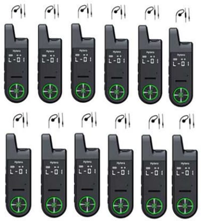 Set van 12 Hytera S1 mini LF portofoon vergunningvrij PMR446 met G-shape oortje
