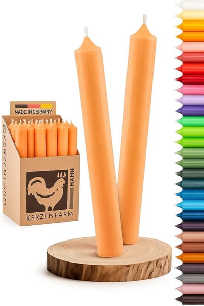 Set van 10 lange dinerkaarsen Abrikoos/Perzik 18 cm - Doorlopend Gekleurd - Lange Brandduur