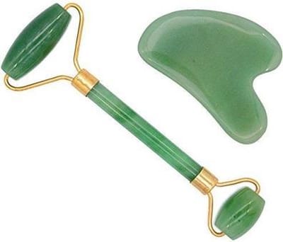 ASLY Beauty Jade Roller Gezichtsmassage Roller - Met Gua Sha Steen - 100% Natuurlijke Xiuyan Jade