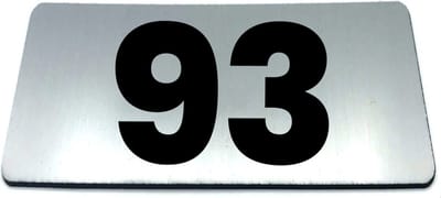 Nummerplaatje 93 - 80 x 50 x 1,6 mm - RVS-look geborsteld - Incl. 3M-tape | Nummerbordje - Deur en kamernummer - brievenbusnummers - Gratis verzending - 5 jaar garantie | Gratis Verzending