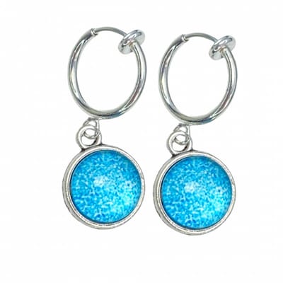 Klem oorbellen- Cleo- blauw- zilverkleur- geen gaatje-Charme Bijoux
