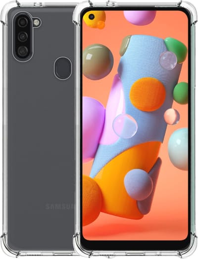 Telefoonhoesje Geschikt voor Samsung Galaxy A11 transparant - Shockproof TPU Siliconen Hoesje met Stootrand - Smartphonica geschikt voor Samsung Galaxy A11
