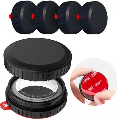 Waterdichte AirTag Hoes | 4 Pack | 3M Tape voor plakken | Geschikt voor o.a. fiets, scooter, koffer, motor, snowboard, skateboard, drone, fatbike, zadel | Zwart