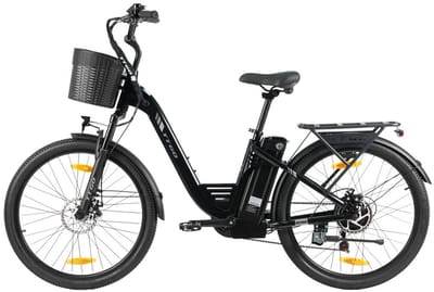 26-inch Elektrische Fiets - Motor 250W - 36 V 18 Ah accu - elektrische stadsfiets en e-Dutch bike met - Aluminium frame - maximaal bereik 120 km - Shimano 7 versnellingen - LCD-display -Waterdicht -Zwart