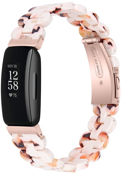 By Qubix - Compatible Fitbit bandje - Geschikt voor fitbit Inspire 3 - Resin schakelbandje - Blush Marble