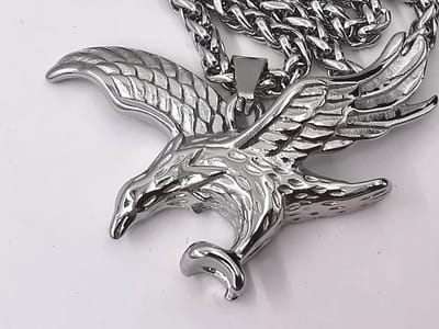 Eagle - Heren Ketting L 60 cm - RVS Eagle Hanger - Prachtig driedimensionale gesneden Adelaarshanger met stoere grove ketting.
