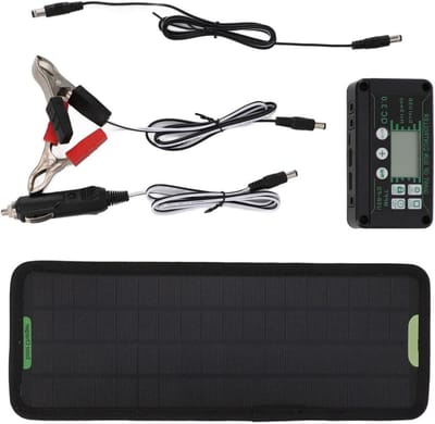 Zonnepaneel Acculader - Druppellader Kit - Accu Onderhoud - Waterdicht Ontwerp - 5W Paneel - Zwart