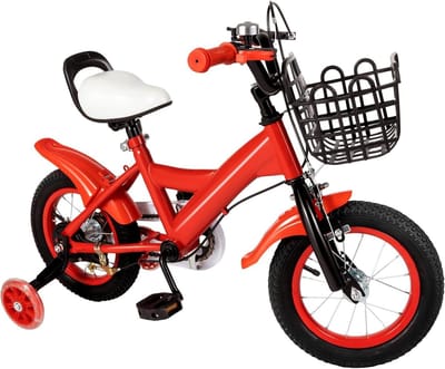 Kinderfiets - Jongensfiets Meisjesfiets - Eerste Rijlessen - Met Steunwielen - 12 Inch - Rood