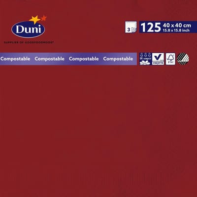 Duni 2733 3-laags tissue servet, 40 cm x 40 cm, bordeaux 8 x 125 (1000 stuks)