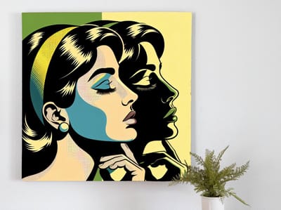 Pop art vrouw schilderij | Vrouwelijke schoonheid en kleurrijke expressie in een levendige pop art | Kunst - 40x40 centimeter op Canvas | Foto op Canvas