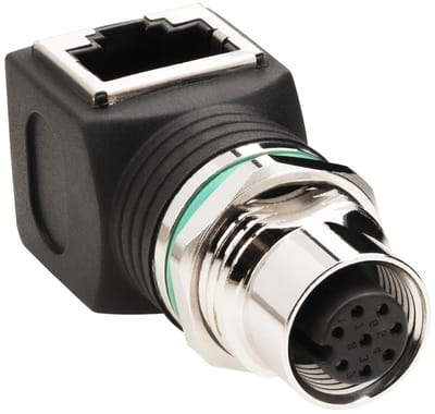 M12 RJ45 Adapter - Ethernet Connector - Industriële Automatisering - 90 Graden Hoek - IP68 Waterdicht - Zwart