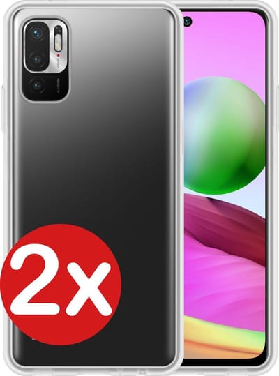Hoesje - 2 Stuks - Geschikt voor Xiaomi Redmi Note 10 5G - Sterk & Shockproof - Telefoonhoes - Back Cover - Case Siliconen - Telefoon Hoes - Transparant