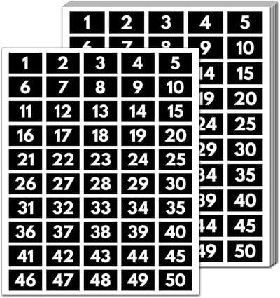 Nummerstickers 1-100 - Wit Vinyl - Waterdicht - 40x25mm Formaat - Voor Organisatie