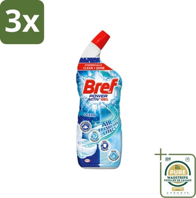 3 x Bref WC - Power Activ+ - Toiletreiniger - Anti-Kalk - Oceaan - 700 ml - Grootverpakking - Toiletreiniger - Hygiëne - Glans - Reiniging - Kalk