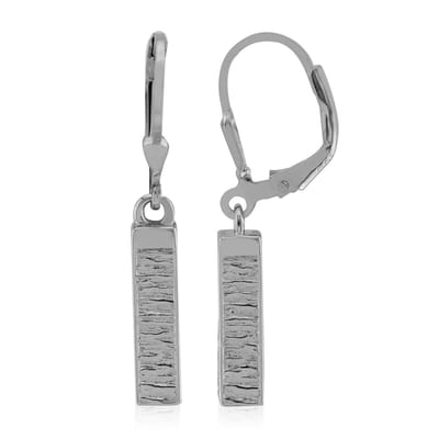 Cavill - Zilveren Oorbellen 925 Sterling Zilver Geplatineerd - Moderne Rechthoekige Oorbellen 33 mm - MONOSONO Collectie - Comfortabel & Stijlvol