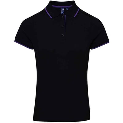 Premier Dames/Dames Coolchecker Contrast Poloshirt (Zwart/Paars)