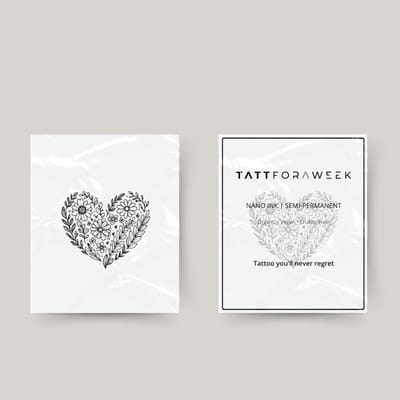 Tijdelijke tattoo bloemenhart | Neptattoo volwassenen | Tijdelijke tattoo voor volwassenen | Temporary tattoo | Plaktattoos voor volwassenen | Neptattoos | Probeer zorgeloos een tattoo | tattforaweek