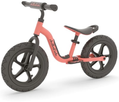 Chillafish Loopfiets 2 jaar - Lichtgewicht met verstelbaar zadel en stuur - Roze - Loopfiets voor meisjes tot 5 jaar met voetsteun, handvat om te dragen en 12" RubberSkin anti lek banden - Model Charlie Sport