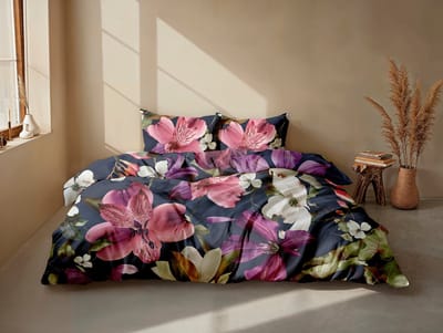 Zohome Dekbedovertrek Nicola - Purple - Bloemen - Dekbedovertrek 140x200/220 cm - 100% Microvezel - Eenpersoons Dekbedovertrek